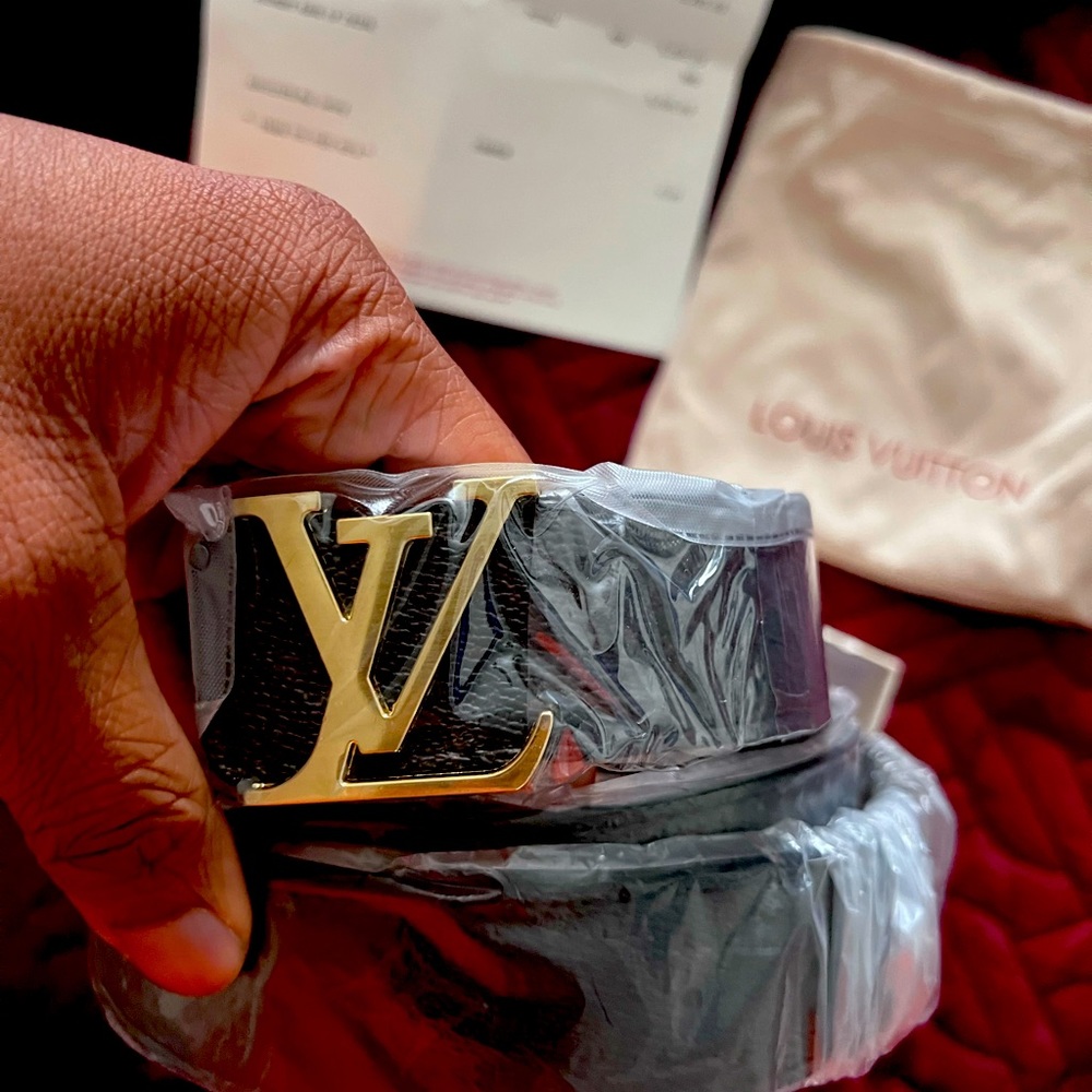 Men's LV black belt mono pattern